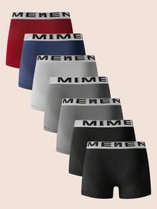 Manfinity Underwear&Sleepwear Basics 7条装男士纯色舒适修身平角内裤 - 彩色 - 查看 2