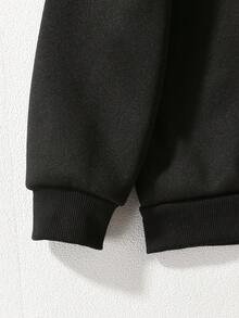 SHEIN Tween Girls' Casual Versatile Bow Print Crew Neck Sweatshirt, Autumn - Black - View 4