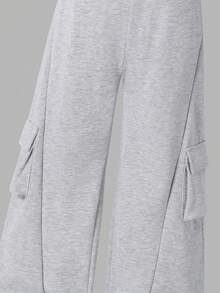 Vacaura بنطلون كاجوال مستقيم الساق مع جيوب كارجو مناسب للأولاد المراهقين، مناسب للخريف/الشتاء، للارتداء اليومي، الحرم الجامعي، التجمعات الكاجوال، والخروجات - رمادي - مشاهدة 4