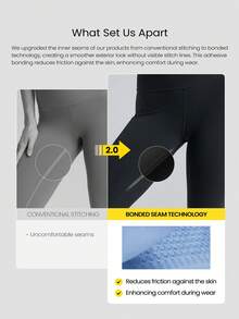 GLOWMODE 24英寸FeatherFit™無縫高腰長效舒適後口袋打底褲，低影響瑜伽，保持經典 - 黑色 - 查看 2