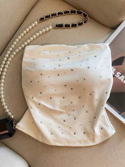 Resyla 女士时尚性感水钻装饰抹胸上衣