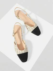 MOTF PREMIUM 女士舒适拼接露跟平底鞋 - 米色 - 查看 9