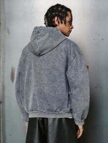 PAVTROS Áo hoodie nam Pavtos phong cách đường phố, làm từ vải cotton, chất liệu giả denim, xử lý mài bạc kiểu cổ điển, họa tiết đính đá lấp lánh, thời trang đường phố, phong cách rapper, phối đồ sành điệu, trang phục thường ngày, quà tặng ngày lễ, quà tặng bạn trai. - Màu xanh hải quân - Xem 2