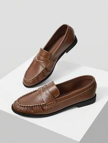 MOTF WOMEN PU LEATHER FRILL TRIM LOAFERS SHOES FOR CHRISTMAS - Brown - View 9