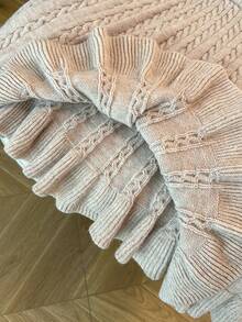 GlowEve CURVE Women's Autumn New Solid Color Rope Floral Pattern Classic Design Casual Girly Everyday Versatile Loose Hem Knit Sweater Skirt - Apricot - View 9