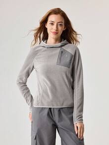 OutZeal 女士冬季保暖运动卫衣，适合露营、徒步等户外活动，长袖设计，带前拉链口袋 - 灰色 - 查看 7