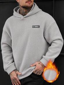 Manfinity Homme Men's Fashion Reversible Sherpa Fleece Hoodie Gray Hoodie Men - Grey - View 1