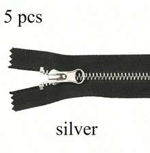 5条装单拉/双拉闭口金属拉链 #5，多种颜色可选，适用于服装裁剪和缝纫工艺 - 闭口设计，单拉/双拉黄铜拉链头，适用于夹克和手工艺品 - 黑色、金色、银灰色 - 5# 金屬 - 查看 21
