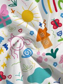 PopScrub 女士V领短袖双口袋可爱涂鸦爱心彩虹印花护士/医生制服上衣/检查手术服/宠物美容服上衣/营养师工作服短袖/多口袋实验服，功能性工作服，女士节日实用款，可爱欢乐的护士服上衣，女士护士衬衫制服，女士工作服 - 粉色 - 查看 5