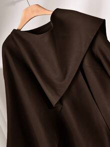 CosyJoli Chaqueta casual holgada con cuello de bufanda de unicolor para mujer de talla grande, otoño/invierno - Café integral - Ver 4