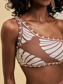 SHEIN Veneréa 3pcs/Set Women Summer Holiday Shell Print Halter Bikini & Mesh Pants 3-Piece Swimsuit Beach Outfit - Multicolor - View 4