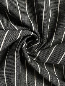 Easowa 女士条纹纽扣休闲百搭日常通勤阔腿裤 - 灰色 - 查看 5