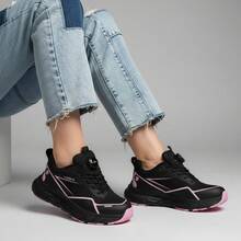 SEGURITO Tenis de mujer,zapatos de trabajo para mujer, bota industrial,zapatos para mujer, Calzado de trabajo para mujer, puntera compuesta, resistente a impactos y perforaciones, parte superior aislante y resistente a salpicaduras, antideslizante y resistente a la abrasión, apta para todas las estaciones.  Ideal para obras de construcción, trabajos aplicaciones de logística de transporte,tenis de mujer oferta. - negro y rosa - Ver 3