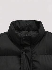 Open Phase 男士纯色休闲绗缝背心外套，适合秋冬季INS穿搭、日常搭配、送给男友/老公的礼物、复古美式风格、男女皆宜、宽松版型夏季服装——适合日常穿着和夏季度假穿着。 - 黑色 - 查看 3