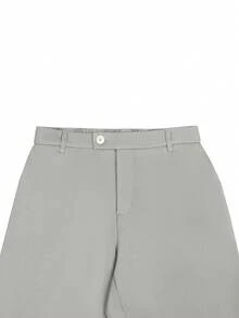 Manfinity Bizformal 男士西装裤，通勤休闲百搭直筒西装裤，腰部铆钉设计 - 淺灰色 - 查看 5