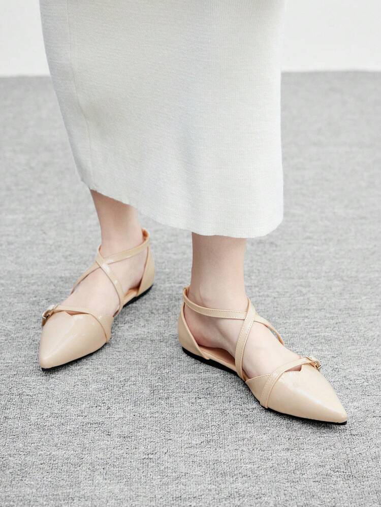 CUCCOO BIZCHIC Women's Pointed Toe Buckle Design Casual Fashionable Flats For Christmas