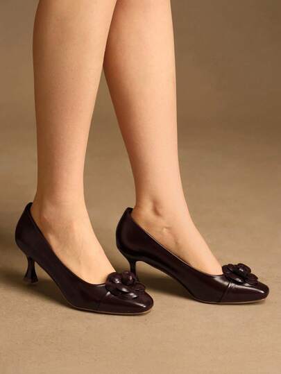 Rosivie Tacones altos elegantes y versátiles con decoración floral para mujer