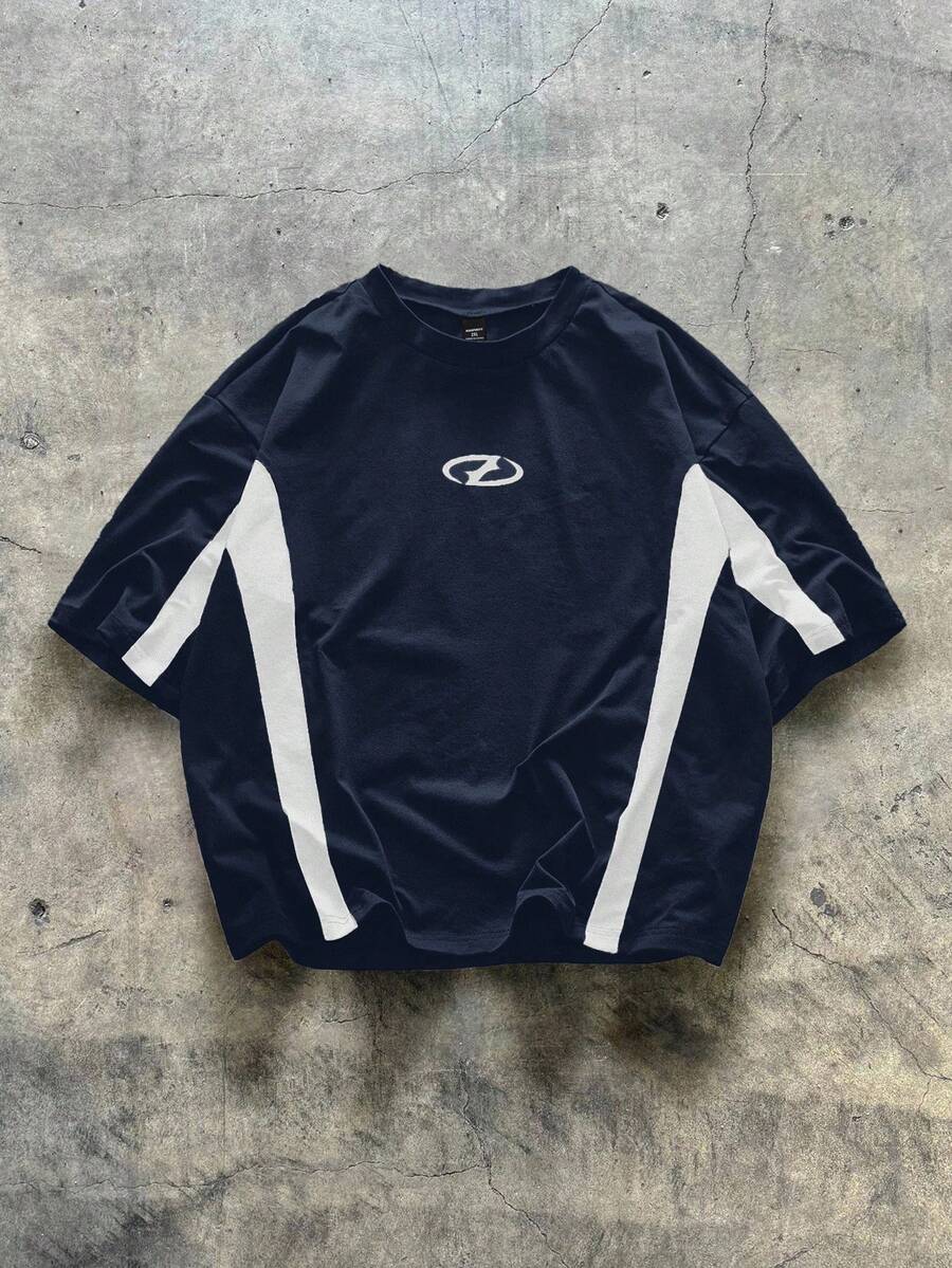 EASEVO Kaos Rajut Kasual Lengan Pendek Leher Bulat Ukuran Besar untuk Pria, Cocok untuk Musim Panas, Kaos Jersey Longgar Bahu Jatuh untuk Pria - MultiWarna - View 1
