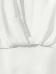 GlowEve CURVE Women's 2 In 1 Chiffon Patchwork Bat Sleeve Shirt, Cropped Waist Top - White - View 5