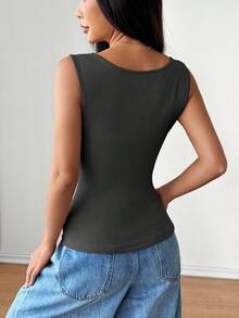 Zielony European & American Fashion Casual Patchwork Ribbed Thick Lining Women Top, Autumn/Winter Lace Croptop Demon Slayr - Black - View 2