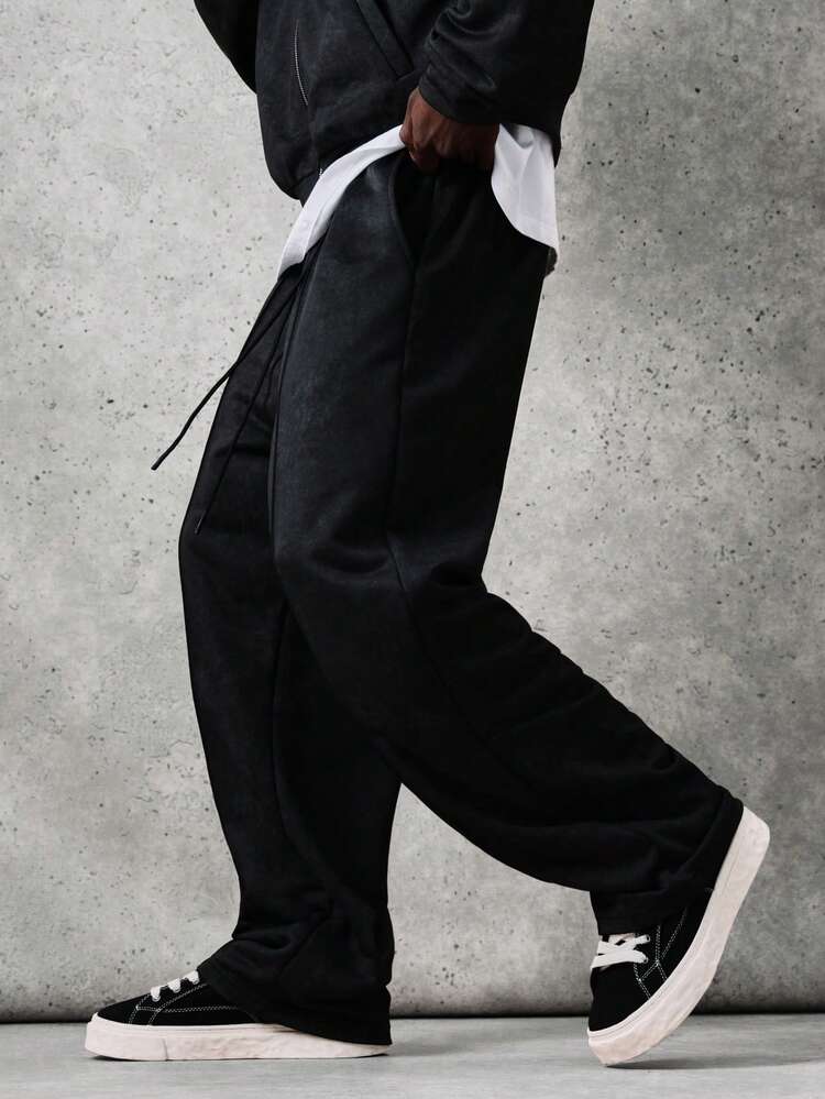 Washed Jogger Sweatpants With Elastic Cuffs