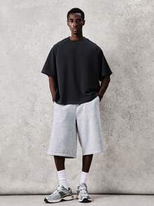 SUMWON Essentials Raglan Short Sleeve Crew Neck T-Shirt Casual Oversized Fit Everyday Comfortable Basic Tee Plain - Grey - View 7