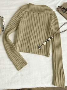 SHEIN Unity Cárdigan de mujer casual y versátil con textura retro - Caqui - Ver 2