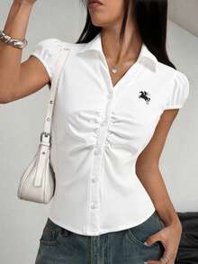 1-Piece Teen Girls Simple Elegant White Long-Sleeve Shirt With Winter-Ready Soft Fabric, School-Friendly Versatility, Commute Ease And Multi-Scene Matching