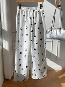 Comfortcana 2026 New Arrival Spring/Summer Women's Claw Print Casual Pants Beach Outfit For Women Holiday Outfits For Women Y2k Work Outfits For Women Women's Country Pants White Pants - White - View 2