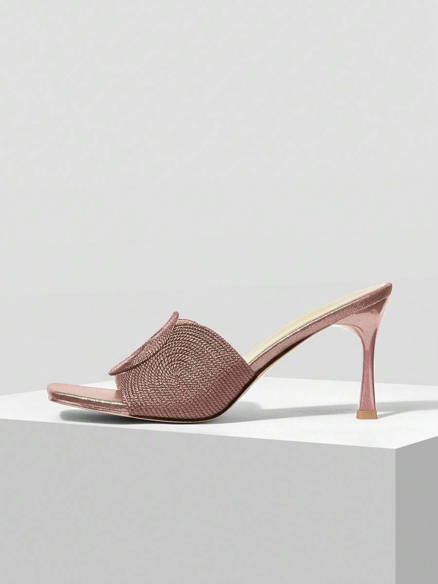 MOTF PREMIUM Giày sandal cao gót mũi vuông tết bím dành cho nữ - Hồng - Xem 2