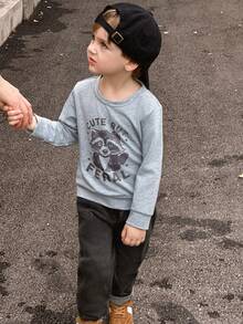 GraphicGems 灰色圆领小男孩浣熊印花卫衣 - 灰色 - 查看 5