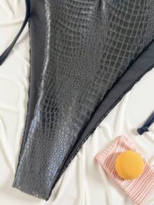 Swim SXY Women's One-Piece Tie-Up Hollow-Out Backless Bikini Swimsuit, Sexy Beach Swimwear For Spring/Summer - Black - View 4