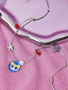THE POWERPUFF GIRLS X SHEIN Kalung Bertingkat untuk Wanita - MultiWarna - View 2