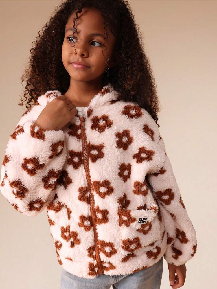 Fuzzy Leopard Print Hooded Jacket