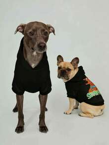 SCOOBY-DOO X SHEIN 1 Piece Of Cute Cartoon Pattern Printed Pet Hooded Sweatshirt, Cat Clothes, Dog Clothes, Size XXS-XXXXL, Extra Small, Extra Large, Adventure.,Gift Ideas - 黑色 - 查看 12