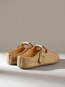Solecia Sepatu Flat Wanita Kasual Serbaguna untuk Perjalanan dengan Gesper - Khaki - View 4