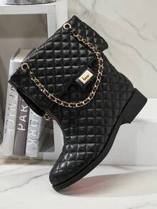 SHUZIA Botines de tobillo acolchados con punta redonda, cómodos y glamorosos para mujer - Negro - Ver 5