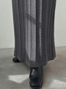 FRIFUL 女士弹力腰时尚休闲百搭针织鱼尾半身裙，秋冬款 - 灰色 - 查看 8