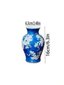 Zazumi 1件中国复古陶瓷花瓶，蓝/红色花卉图案瓷瓶，适合波西米亚风格家居装饰、客厅茶几壁炉架摆件，完美的节日礼物 - 彩色 - 查看 13