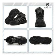 SEGURITO Botas damas trabajo, botas tacticas, impermeables, puntera de acero, planta de Kevlar, suela antideslizante, forro microfibra transpirable, elegante y resistente, ofrece una sensación cómoda al pisar. Adecuado para trabajadores de la construcción, personal de logística, carpinteros, senderismo, actividades al aire libre, trabajo y diversos deportes al aire libre. - Negro - Ver 9