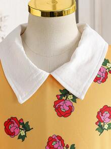 Tween-Mädchen Kleid mit süßem Blume Muster und Farbblock, Puffärmel, geeignet für Ausflüge, Lässig-Wear und Partys, Sommer - Verschiedenfarbig - Übersicht 5