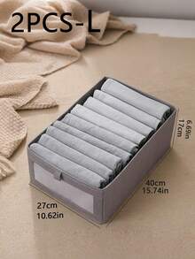 1-2 Packs Fabric Storage Box/Wardrobe Organizer With Viewing Window - Grey - View 12