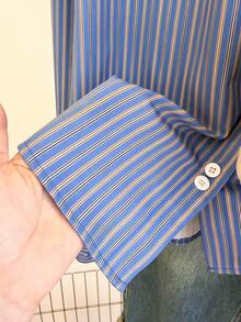 Franclia 女士休闲通勤条纹荷叶边下摆衬衫，秋季