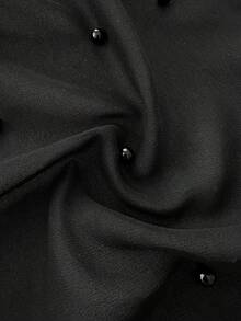 Elenzga Plus Size Women's Minimalist Black Semi-Sheer Chiffon Bubble Decor Blouse Plus Size Black Tops Black See Through Top Sheer Top Plus Size - Black - View 7