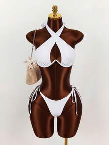 Amplova Women's Swimsuit Set, White Steel Cup Sexy & Avant-Garde 2 Pieces, Suitable For Vacation