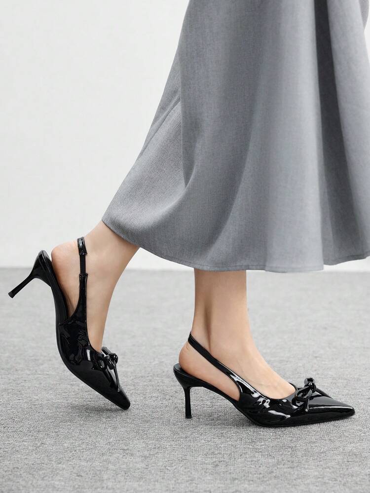 CUCCOO BIZCHIC Women's Fashionable Elegant Versatile Bow Decor Pointed Toe Pumps For Christmas