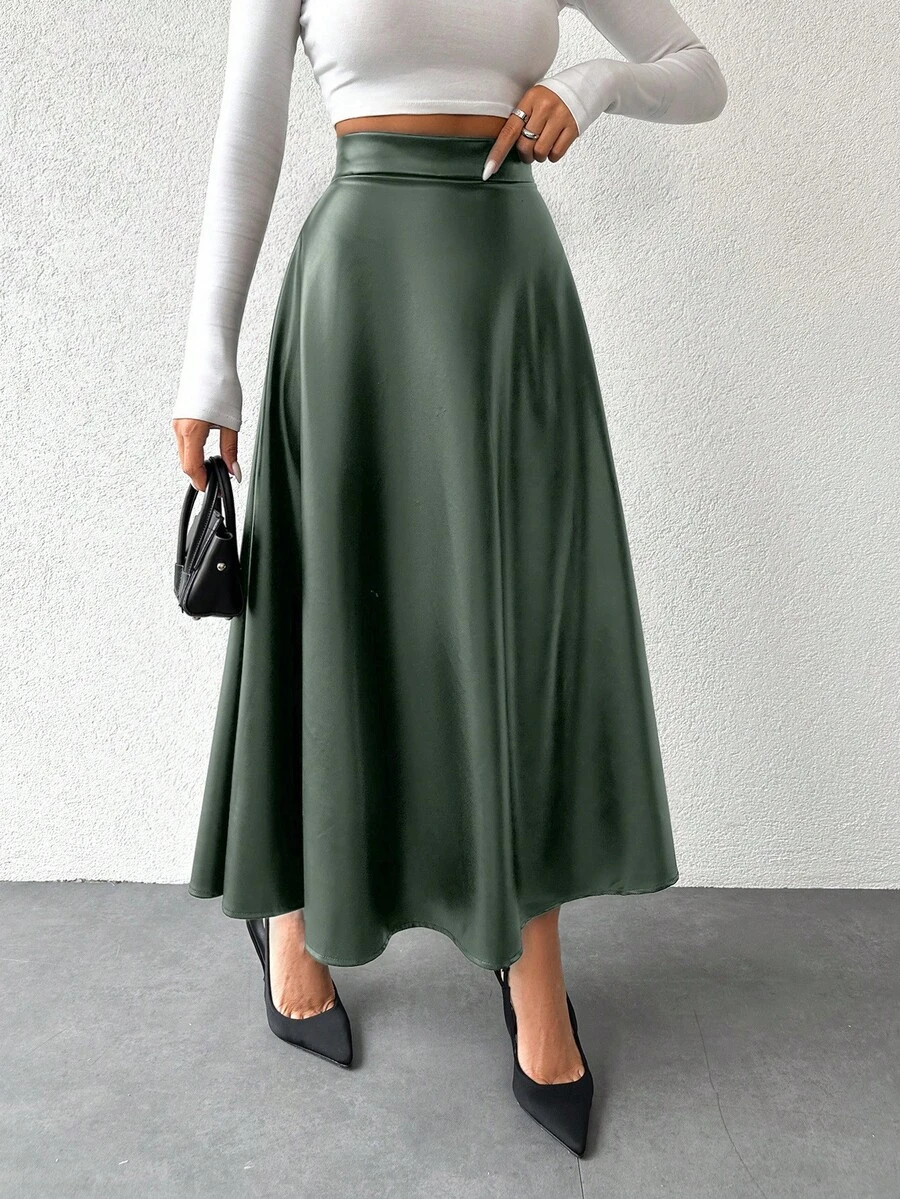 EURMUSE 女士纯色休闲百搭派对度假半身裙 - 薄荷綠 - 查看 1