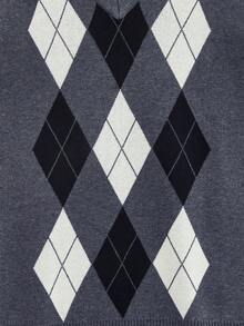 Open Phase Herren Argyle Strick Ärmelloses Pullunder, Lässiger V-Ausschnitt Pullover Weste für den täglichen Gebrauch, Outdoor-Aktivitäten und Festivals, für Herbst Frühling bis Sommer, Relaxed Fit für Herren, Sommer Urlaubsoutfits - Grau - Übersicht 4