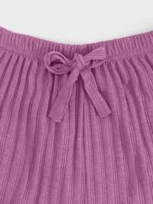 EURMUSE 100%Cotton 3 Pcs Solid Knit Pant Set - Multicolor - View 4