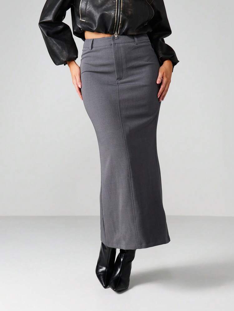 MISSGUIDED Professional Longline Pencil Skirt Office Workwear High Waisted Fitted Business Formal Midi Length Side Split Tailored Career Fashion